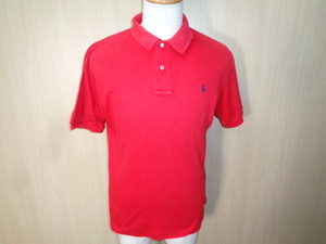 r83◆Polo by Ralph Lauren 半袖 ポロシャツ◆ポロ ラルフローレン Lサイズ 赤色 ワンポイントポニー刺繍入 コットン100％ ネコポス発送 6D