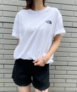 43◆ THE NORTH FACE ザ ノースフェイス コットン 半袖 Tシャツ 綿 コットン 100 ホワイト ロゴ バックロゴ 韓国 L 