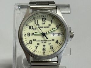 1円〜◇SEIKO セイコー ALBA アルバ FIELD GEAR フィールドギア V743-8000 蓄光文字盤 クォーツ メンズ腕時計 稼働品