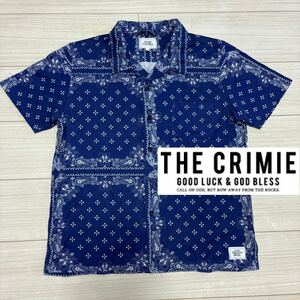 良品■CRIMIE クライミー■バンダナ ペイズリー オープンカラー シャツ M ブルー ホワイト ORIGINAL BANDANA SHIRTS 定価13824円