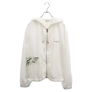 ジバンシィ 20SS PEONY PRINTED WINDBREAKER ロゴプリント ナイロン ウィンドブレーカー ジップアップ ジャケット ホワイト BM00C412SZ