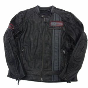 美品 定価11万円●HARLEY DAVIDSON ハーレーダビッドソン レザー ライダース ジャケット 革ジャン 黒色 バイク ライディング 1円スタート