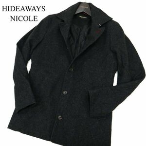 HIDEAWAYS NICOLE ハイダウェイ ニコル 秋冬 メルトン ウール★ 中綿 シングル ジャケット コート Sz.46　メンズ グレー　C3T11236_C#N