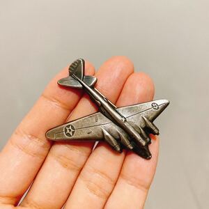 超希少!!1944-1945 WORLD WAR 2 US ARMY AIR FORCE BOMBER PIN BROOCH SILVER USA MADE NAVYビンテージアメリカ軍エアフォースシルバーピン