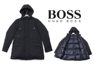 25万新品◆48＝M◆BOSSヒューゴボス 最高級ダウンコート フード着脱可 濃紺 1円