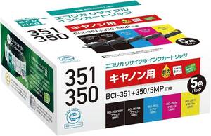 5色パック 封筒パッケージ(FFP) 通常容量 エコリカ キヤノン BCI-351+350/5MP対応リサイクルインク 5色パック