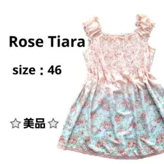 ⭐美品⭐ローズティアラ　ノースリーブ　ミニワンピース　オレンジ　46　ゆったり