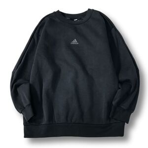 《良品◎》adidas アディダス★ワンポイント*バックデザイン*スリーストライプ*トレーナー*スウェット*ブラック*サイズM(MW4259)◆S60