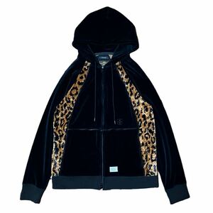 12SS Wtaps ベロア パーカー ジャージ M ダブルタップス ブラック レオパード フーディ アーカイブ