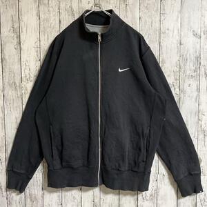 NIKE ナイキ ジップアップスウェット フルジップ XL 黒 ブラック ワンポイント 刺繍スウッシュロゴ HTK5123