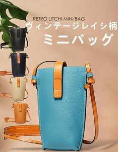 本革 ショルダーバッグ ミニ ショルダーバッグ ヴィンテージレイシ柄のミニバッグ縦型革可愛い シンプル軽量斜めがけ バッグ☆多色選択/1点