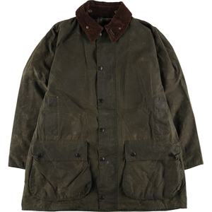 古着 90年代 バブアー Barbour ボーダー 旧3ワラント バッジ付き ワックスコットン オイルドジャケット 英国製 C46 メンズXL相当/eaa500250