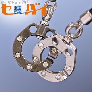 本物 超美品 イーノス K18ホワイトゴールド ダイヤモンド メカニカル カフ ペンダント ネックレス チョーカー メンズジュエリー E-NO