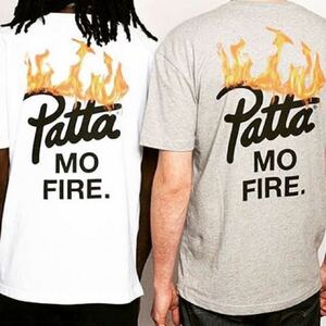 Patta Mo Fire Tシャツ 白 L パタ パッタ TEE ホワイト white スクリプト