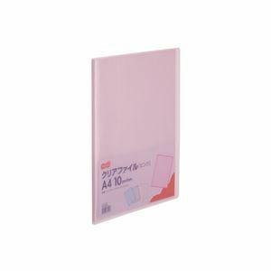 【新品】（まとめ）TANOSEE クリアファイル A4タテ10ポケット 背幅8mm ピンク 1セット(10冊) 【×5セット】