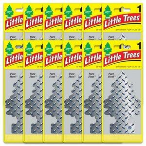 送料無料！Little Trees リトルツリー エアフレッシュナー 12枚セット「ピュアスティール」 消臭 芳香剤 インテリア アメリカン雑貨 車
