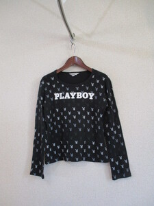 PLAYBOY黒プリント長袖Tシャツ（USED）101218