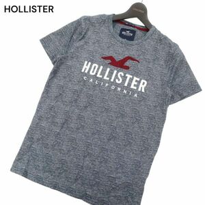 HOLLISTER ホリスター 春夏 ビッグ ロゴワッペン★ 半袖 カットソー Tシャツ Sz.S　メンズ ネイビー　C4T03423_4#A