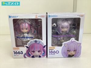 08 D 【未開封】 グッドスマイルカンパニー ねんどろいど 1663 1860 VTuber ホロライブ 湊あくあ 猫又おかゆ