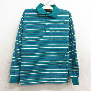 【30%OFF】古着 ルティグレ 長袖 ポロ シャツ キッズ ボーイズ 子供服 80s 緑他 グリーン ボーダー 24aug31 3OF