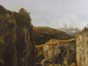 ギュスターヴ・クールベ、Gustave Courbet、【構成された風景：ドゥー地方の岩場の源泉】、希少な額装用画集より、新品額装付、状態良好