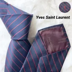 ✨良品✨YSL サンローラン ネクタイ ストライプ ネイビー レッド