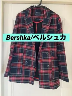 【Bershka/ベルシュカ】ロングジャケット/ブルゾン/赤×ネイビー/XS