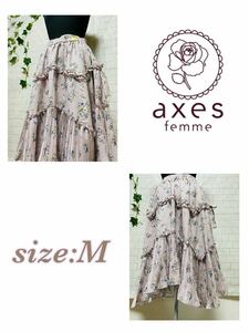 レディース 定価6490円 axes femmeアクシーズファム 花柄ティアードイレヘムスカート 041024-006