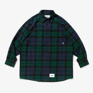 希少★新品本物【緑★XL】★DECK LS COTTON FLANNEL TEXTILE CRST デックフランネル 正規店購入 ダブルタップス 入手困難 WTAPS 22AW即発送