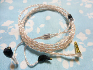 SONY MDR EX1000 EX800ST 用 銀メッキOFC + Pure OCC 八芯 4.4mm5極 L字 (低背加工) ブレイド編 コンパクト仕上げ WM1A Fiio M17 ZEN DAC