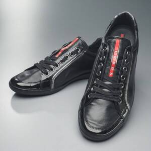 MG9610//*プラダスポーツ/PRADA*4E2439/メンズ8/レザースニーカー/ローカット/靴/黒/ブラック