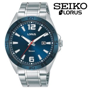 SEIKO LORUS Quartz Stainless Dress Watch セイコー ローラス クオーツ ステンレス ブルー シルバー フォーマル ウォッチ 50m防水 腕時計