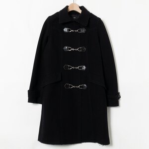 23区 カシミヤウールコート ニジュウサンク アウター ブラックネイビー ビット ダッフル COLOMBO 羊毛10％ カシミヤ90％ 革パッチ 秋冬 40