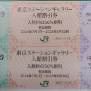 JR東日本優待券の東京ステーションギャラリー半額割引券4枚350円（普通郵便送料込み）追加1枚50円