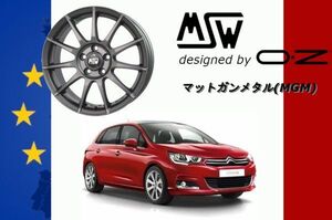 MSW85 -2 / エムエスダブリュー OZ 17インチ ホイール 7.0J +28 4/108 ハブ径65.1 マットガンメタル シトロエン C4 -2019ｙ 1台分 送料無料