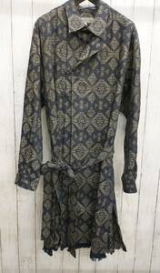 【タグ付き】Yohji Yamamoto POUR HOMME/GEOMETRIC PATTERNED SHIRT WITH GOWN-STYLE CLOSURE/ヨウジヤマモト/HJ-B66-015-1/長袖シャツ/秋