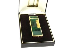 1円 ■極美品■ dunhill ダンヒル 高級ガスライター ローラーガスライター 喫煙グッズ 喫煙具 グリーン系×ゴールド系 FF8592