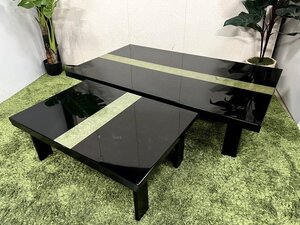 Ψ綺麗【 光家具 / HIKARI 座卓 小卓付 折れ脚 ツートンカラー 漆塗り 伸張式テーブル 補助テーブル 和室 親子テーブル 】P09235