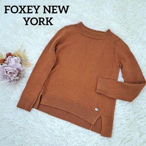 FOXEY NEW YORK フォクシーニューヨーク エンジェルヘアコットン　セーター　ロゴプレート付き　38　レディース