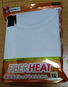 長袖丸首シャツ 5L FIBER HEAT 暖 PREMIUM 白 裏起毛 / しまむら 大きいサイズ