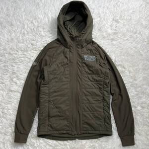 美品!!! BEAMS GOLF ビームスゴルフ オレンジレーベル ストレッチ フード ブルゾン ダウンジャケット ロゴ メンズ Mサイズ オリーブ