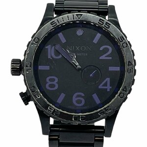 USED NIXON ニクソン 腕時計 51-30 クオーツ アナログ ブラック×パープル系 黒文字盤 メンズラウンド ステンレススチール 不動