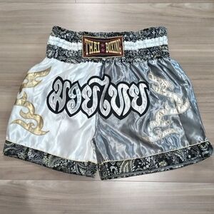 Thai Boxing ムエタイパンツ XL キックパンツ キックボクシング ムエタイ　白×ゴールド