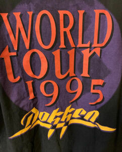 Vintage DOKKEN WORLD TOUR 1995 Men’s Sz XL T Shirt Rock Metal Giant Tag Black 海外 即決