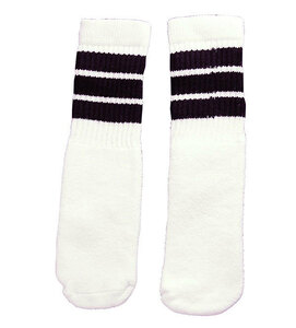 SkaterSocks (スケーターソックス) ベビー キッズ ソックス 靴下 赤ちゃん Kids White tube socks with Black stripes style 1 (10インチ)