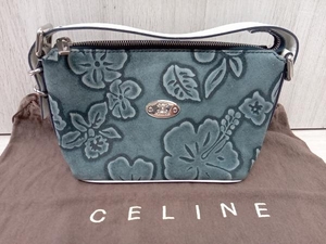 CELINE／スエード ハンドポーチ／ハイビスカス バッグ／保存袋付き 店舗受取可