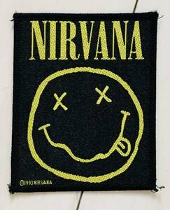 N.Y.ヴィンテージ　NIRVANA ワッペン 黒×イエロー　ニルヴァーナ　スマイリーパッチ