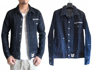 定価7.6万 R.H.VINTAGE ロゴパッチ DENIM JACKET デニム ジャケット Gジャン 1 インディゴ ヴィンテージ エンブレム rhc ※レターパック可