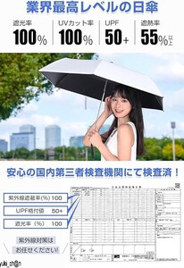 日傘 折りたたみ傘 ホワイト 超軽量 UVカット100% 完全遮光 ワンタッチ自動開閉 日傘兼用雨傘 日焼け防止 熱中症対策 遮熱 耐風撥水