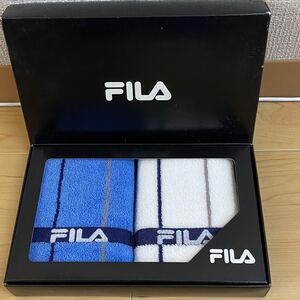 FILA　フィラ　タオルハンカチ2枚　ブルー　ホワイト　箱なし　no.181